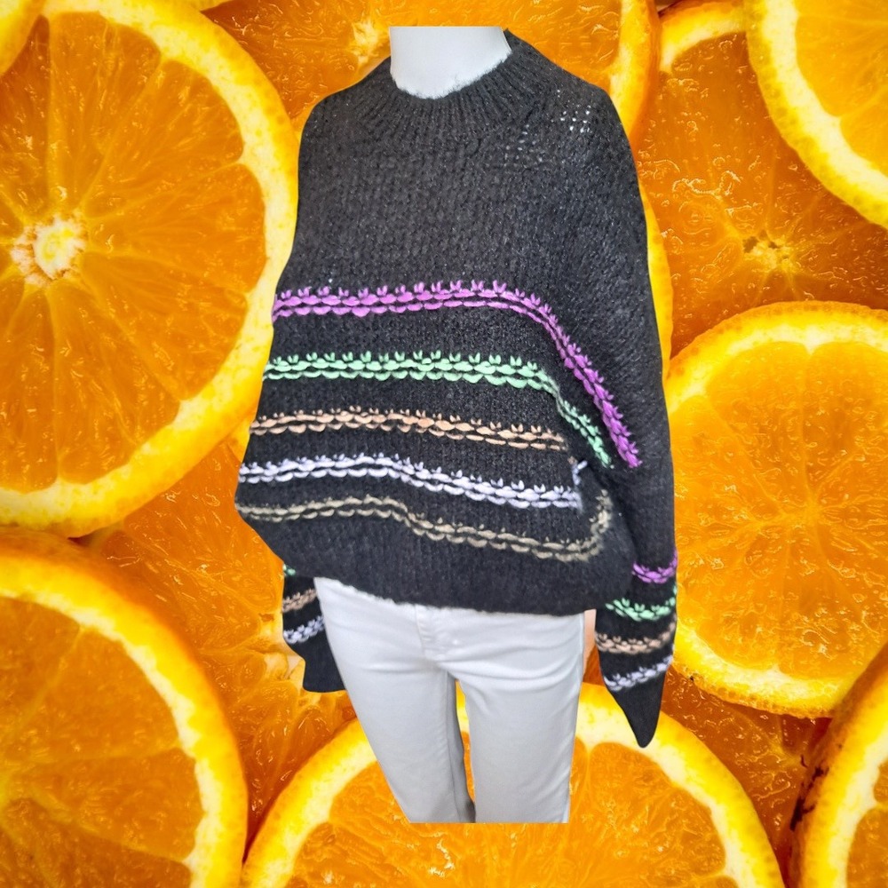 NVLT Striped Knit Sweater Pullover‎ Crew Neck Cozy Casual Cute Medium